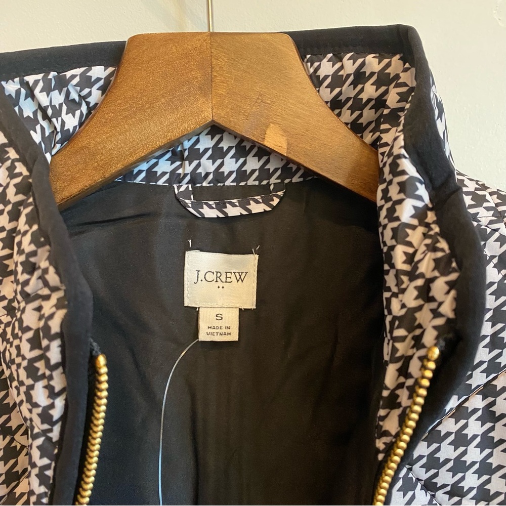 J.CREW Black & White Houndstooth Puffer Vest Alabama - Picture 10 of 13